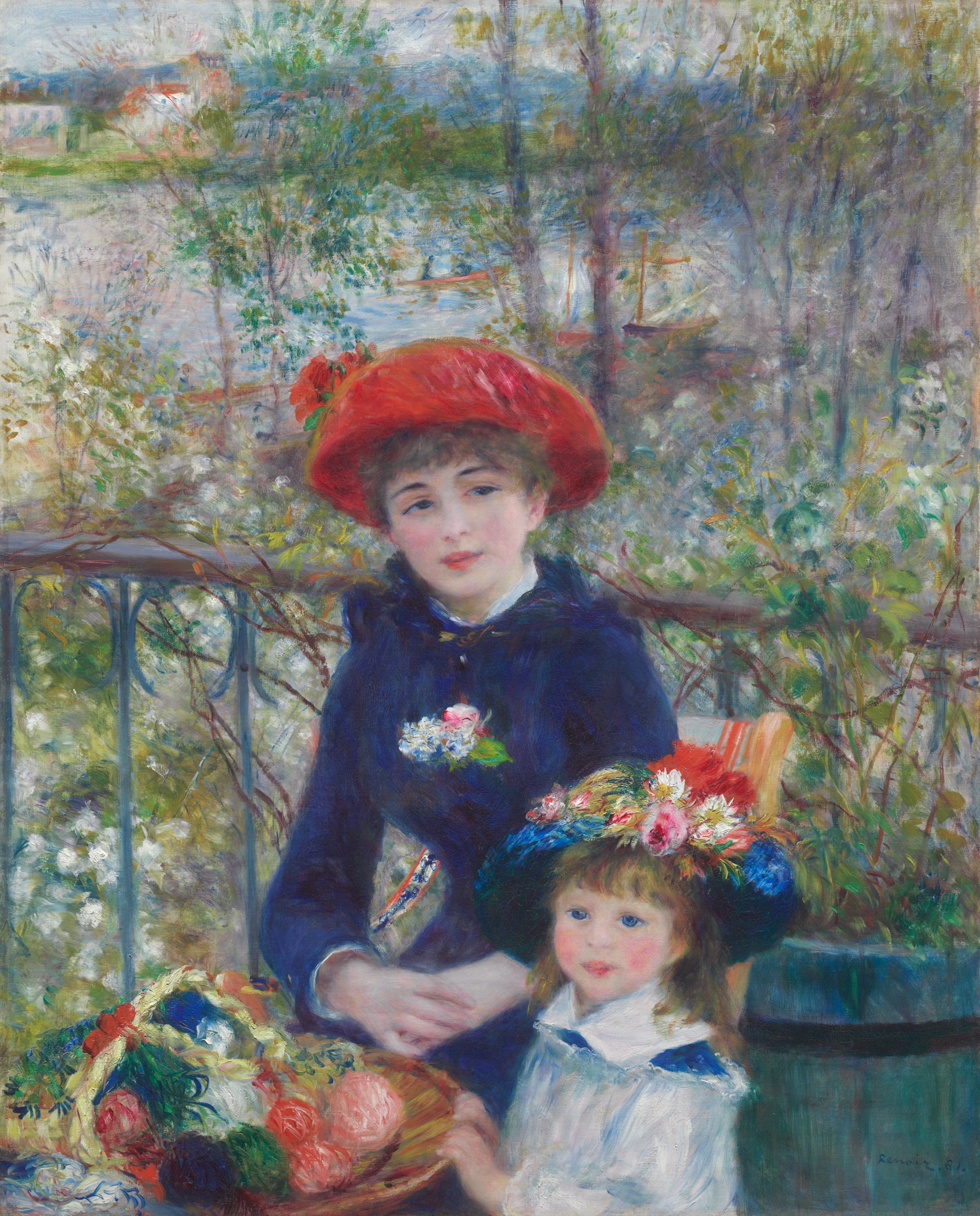 Pierre-Auguste Renoir, Two Sisters (On the Terrace), 1881, a warm portrait of two figures.