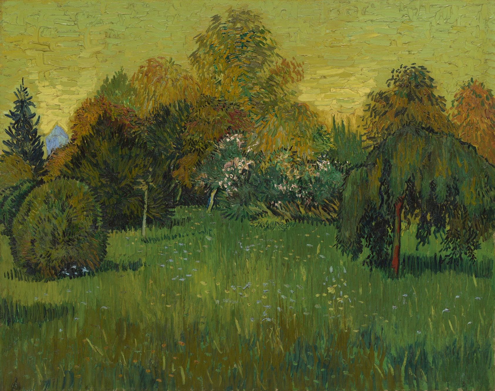 Vincent van Gogh, The Poet's Garden, 1888, a warm, loosely painted park scene.